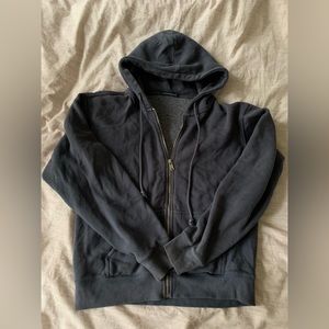 Brandy Melville, comfy zip up hoodie, dark greyish navy blue, oversized